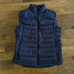 Jack Wolfskin 700 Down Navy Puffer Sleeveless Vest with Pink Lining Size Small